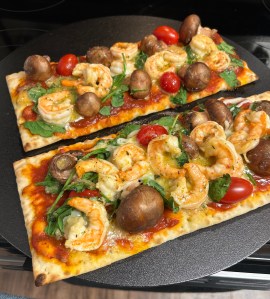 Cast Iron Garlic Shrimp Flatbread